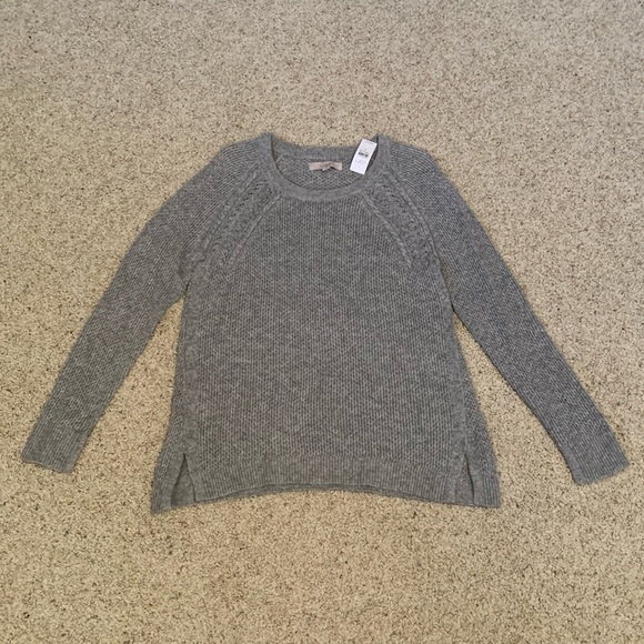 NWT Loft Sweater
Gray (Size M)
Beautiful details with sleeve/bottom slits - Picture 1 of 6